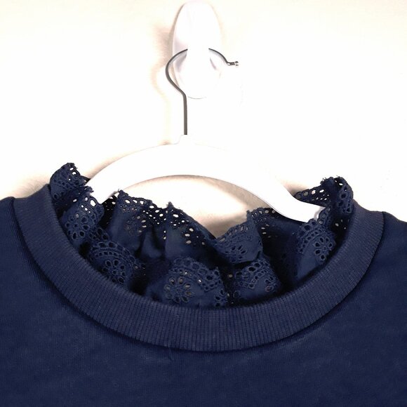 Boden Broderie Blouson Cotton Jersey Knit Sweatshirt Navy 8 - Picture 4 of 9